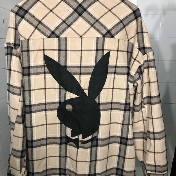 Playboy plaid shirt with iconic bunny logo print on the back size m - Picture 4 of 4
